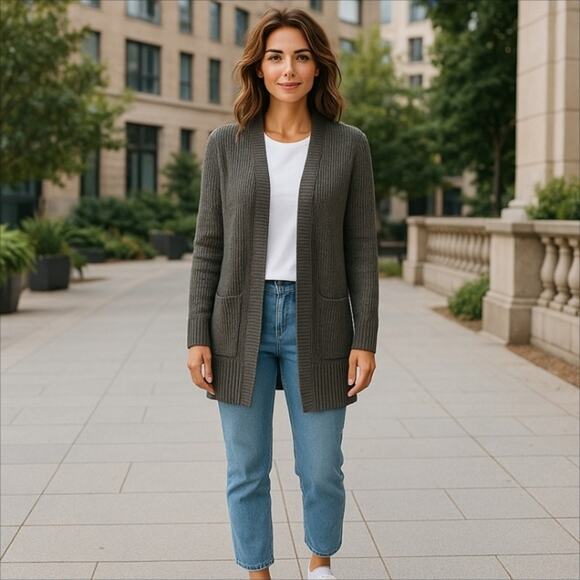 Merokeety Chunky Knit Open Front Grey Cardigan Size XL - Picture 1 of 8